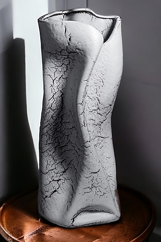 White Ceramic Handcrafted Nebulous Vase by La Dimora Selections